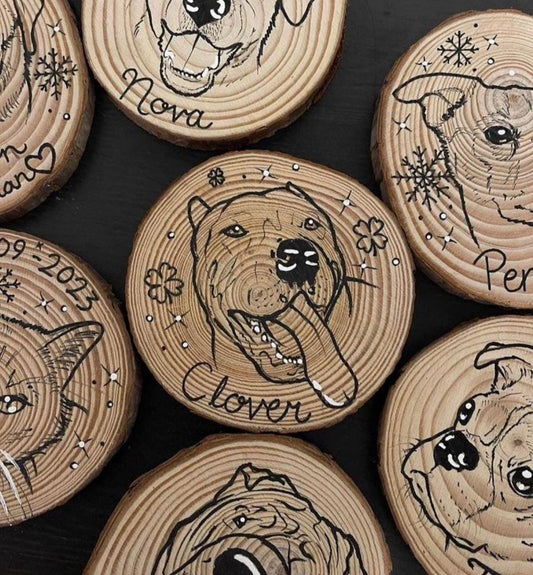 " Custom pet portrait - wood cookie