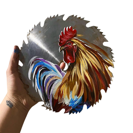 circular saw blade Hand painted rooster