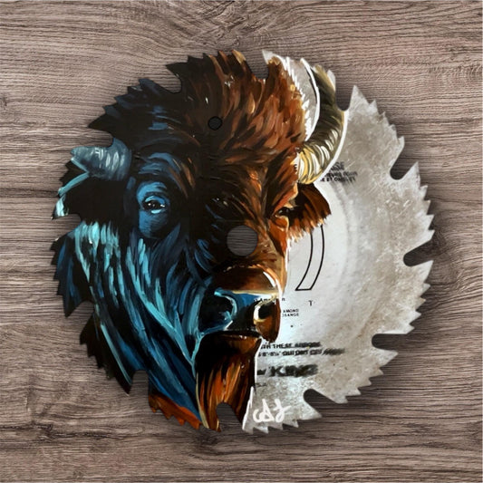 circular saw blade Hand painted bison
