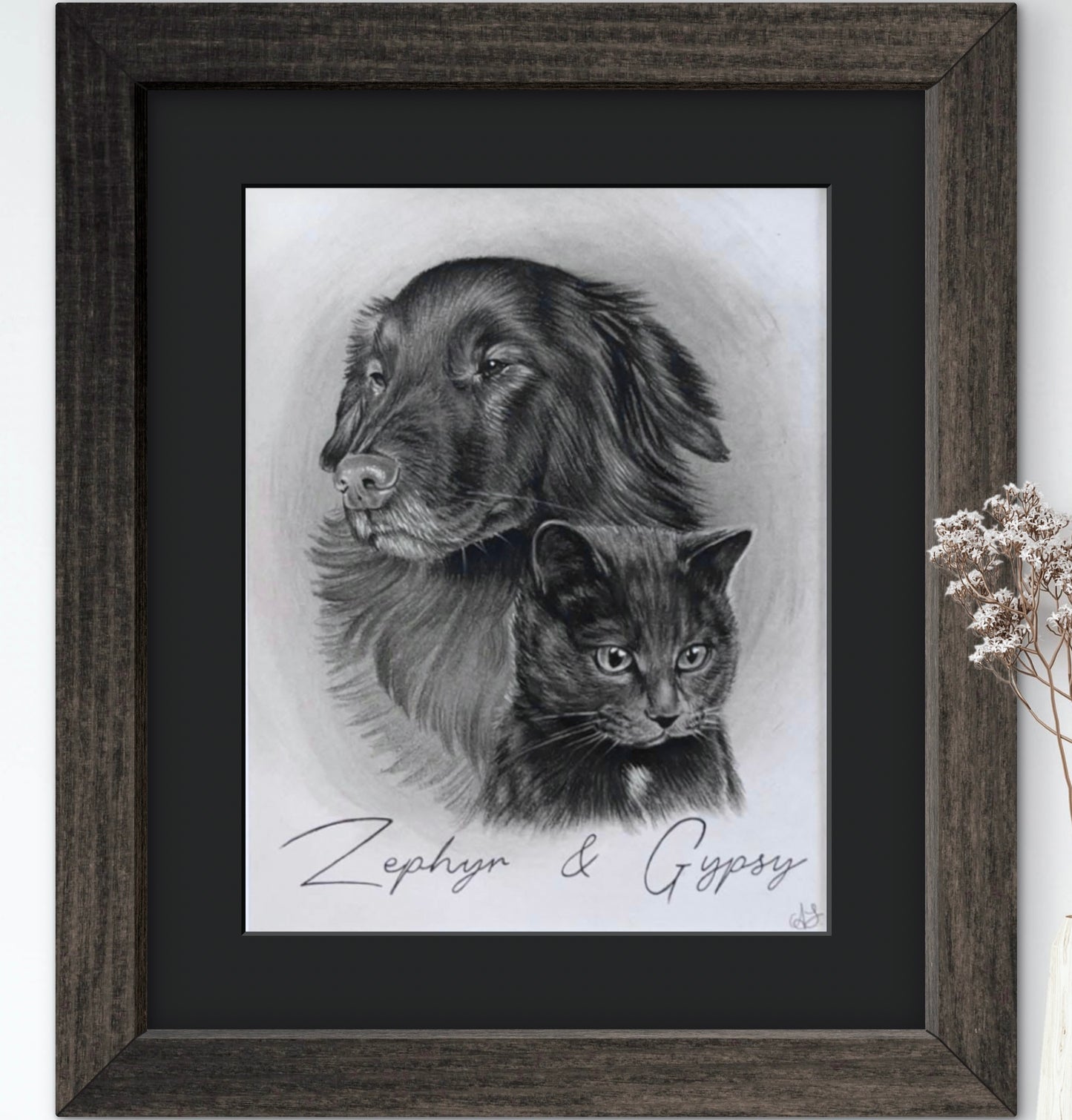 "* Custom hand drawn  pet portrait *"